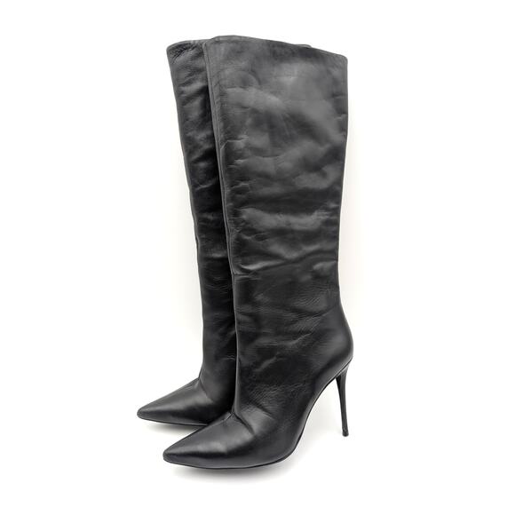 Black Suede Studio Shoes - Black Suede Studio Kath 80 Knee High Boots Women's Black Leather Size US7.5 EU38
